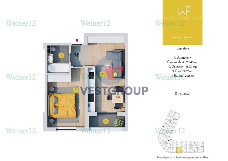 Apartament 2 camere Tip Studio Direct Dezvoltator Militari Vest Group