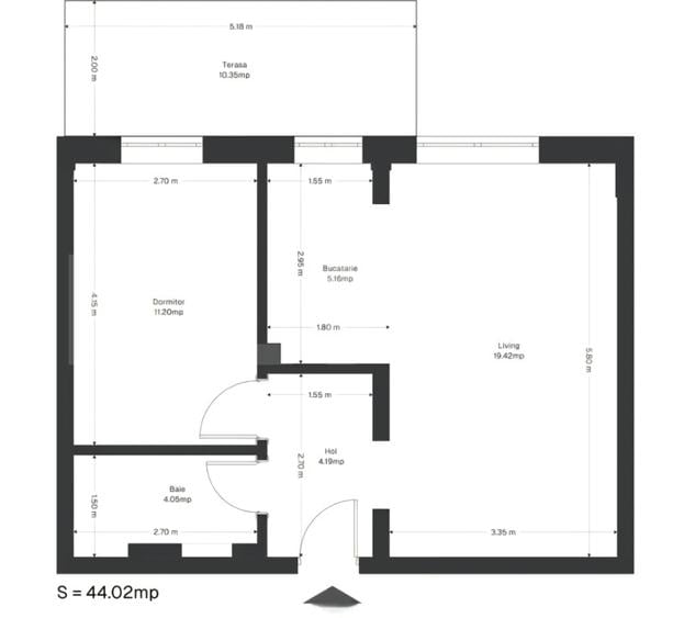 Apartament 2 camere, 43 mp utili+ 10 mp grădină, zona Ghirodei