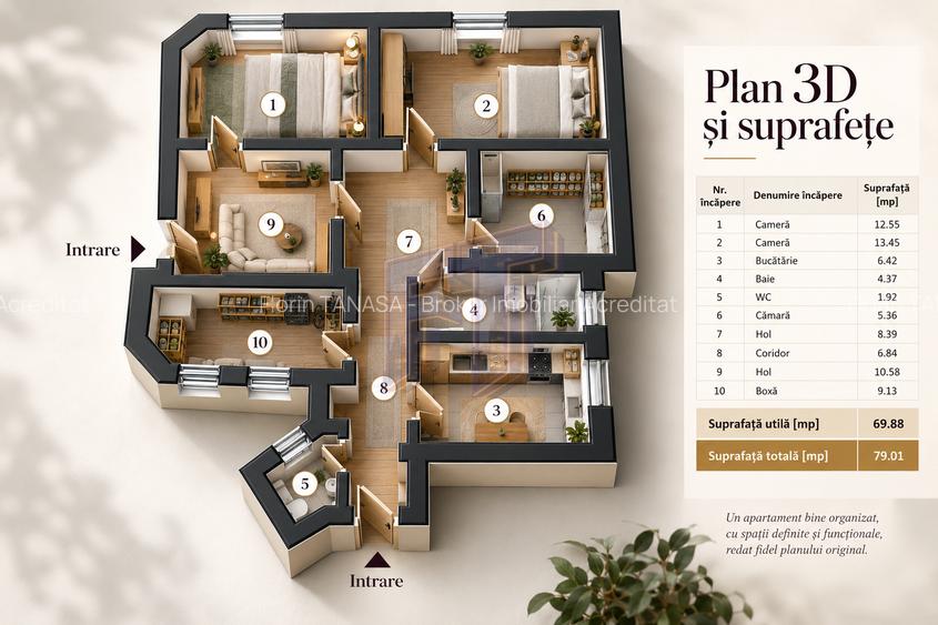 Apartament 3 camere, 79 mp în Cartierul Armenesc, vilă interbelică - 8