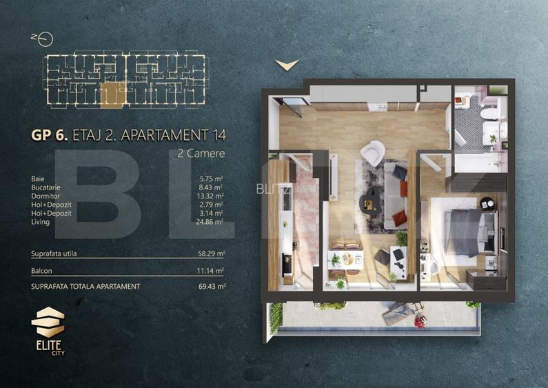 Ap. 2 camere[58 mp] Ansamblu de TOP cu Discount_zona RIVUS  TVA INCLUS - 2