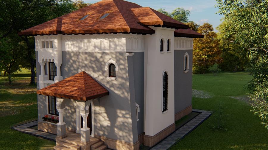 Lac Străulești | Casă în STIL NEOROMÂNESC | Proiect unic | S+P+E+M |Curte 549 mp