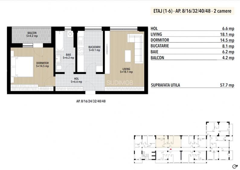 Apartament 2 camere decomandat Grand Arena Dealul Cucului. - 2