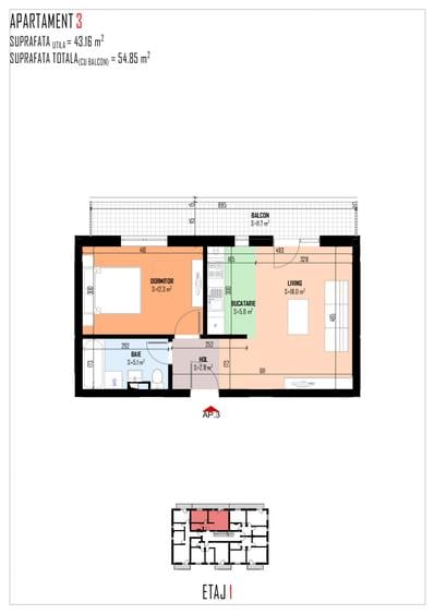 Apartament NOU 2 camere 55 mp!