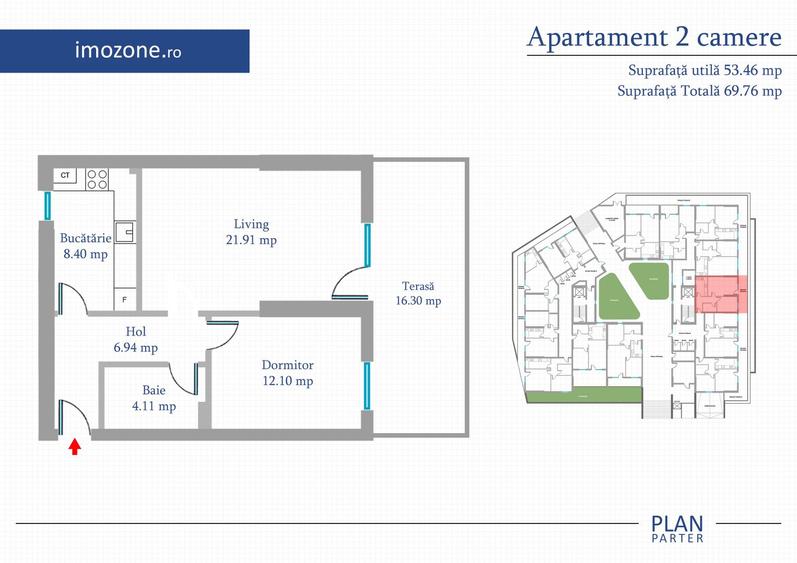 Metrou Preciziei, 2 Camere - 53 mp+16 mp balcon, BLOC NOU, CENTRALA PROPRIE