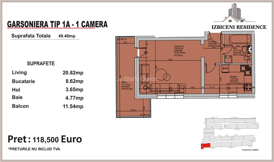 Garsoniera TIP A in complex Izbiceni Residence - 2
