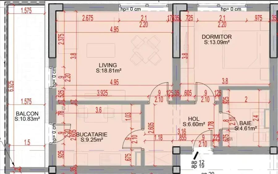 2 camere luminoase și compartimentare eficientă
