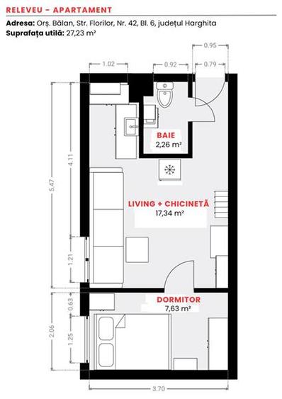 Apartament cu 2 camere (Balan, str. Florilor, nr. 42, bl. B6 2)
