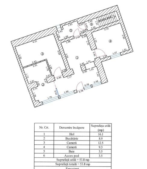 Casa 2 camere 53,80 mp, ,curte comunamare, centrul vechi - Brasov