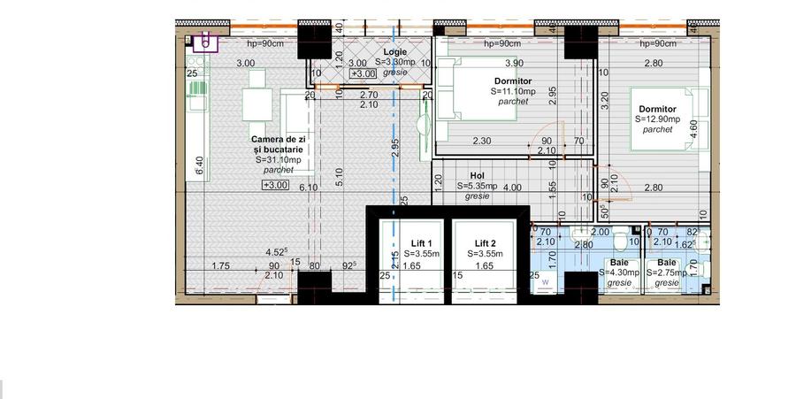 DIRECT DE LA DEZVOLTATOR: Apartament 3 camere și 2 băi, 71 mp - Preț promoțional