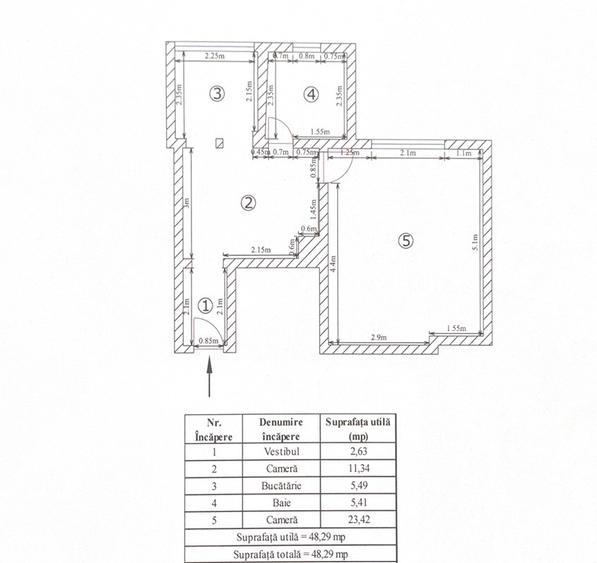 Apartament 2 Camere 49 mp Centrul Vechi Centrala Proprie