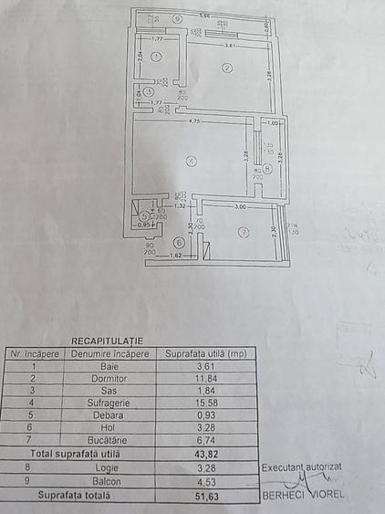 Apartament cu 2 camere, parter cu balcon si logie
