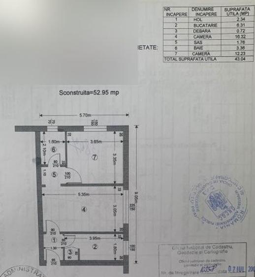 Apartament 2 camere parter S.C. 52.95 mp Bloc Caramida !