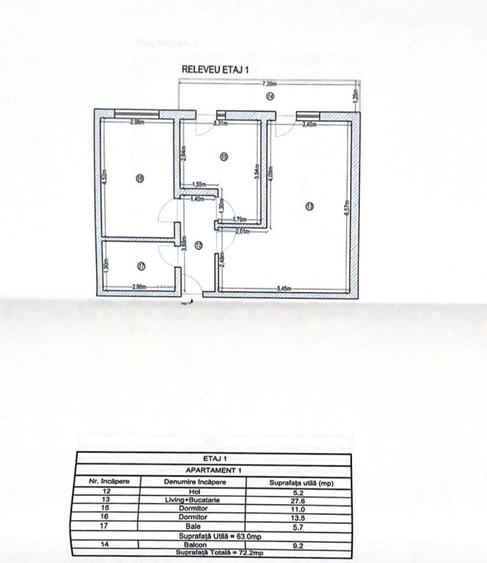 Apartament cu 3 camere si un loc de parcare