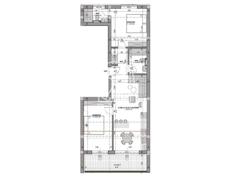 Apartament 3 camere, aer conditionat, 2 bai, la cheie - etaj 1