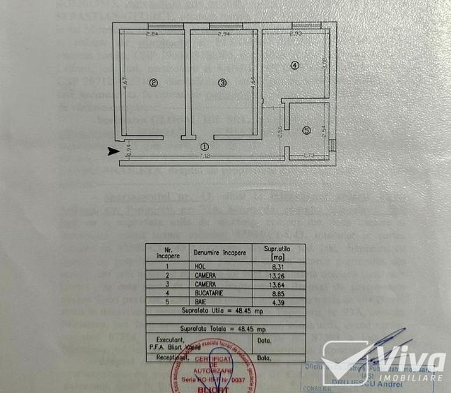 Str. Pepinierii! Ap 2 camere decomandat, 50 mp, mobilat + utilat, bloc din 2019