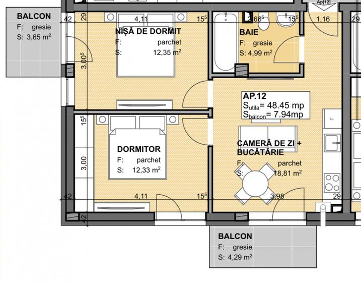 Exclusivitate! Com0%! Apartament 3 camere la semifinisat in Apahida Estimo Park