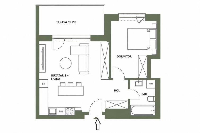 Apartament 2 camere, finisat in ansamblu Hexagon ERA Roots
