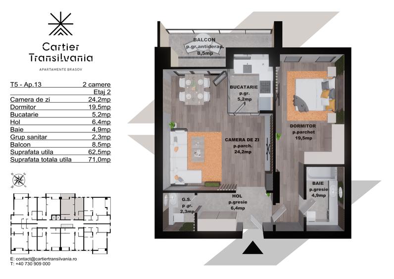 CARTIER TRANSILVANIA, APARTAMENT 2 CAMERE INCALZIRE PARDOSEALA,FATADA VENTILATA