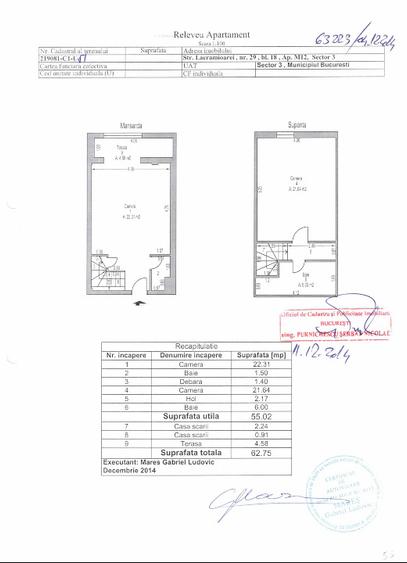 Duplex 63mp mansardat et.5 si 6 cu lift