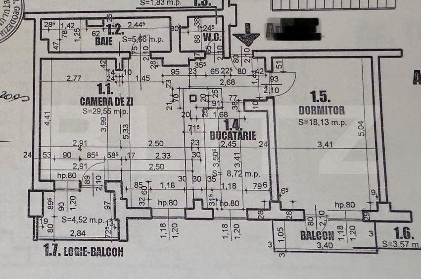 Apartament de 2 camere, 72 mp, decomandat, 2 bai, cartier Lapus