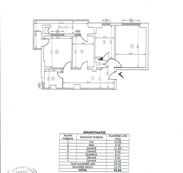 Etaj intermediar! Apartament 3 camere 76mp, Dacia - Bicaz, CT + AC, decomandat