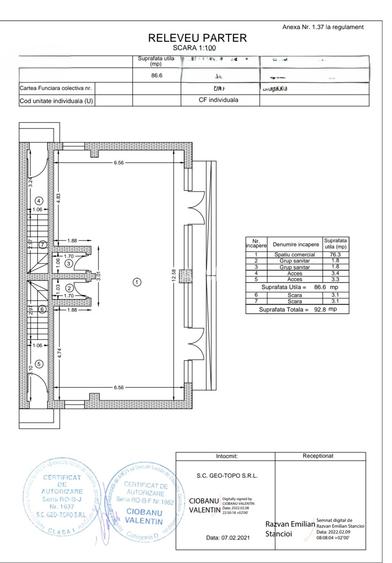 Spațiu comercial 87 mp | Vitrină 13 ml | 2 grupuri sanitare | Depozitare - 7
