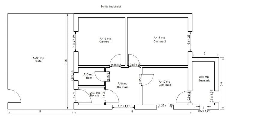 Casă 70mp, 3 camere, curte 35mp – 790€/lună  - 9
