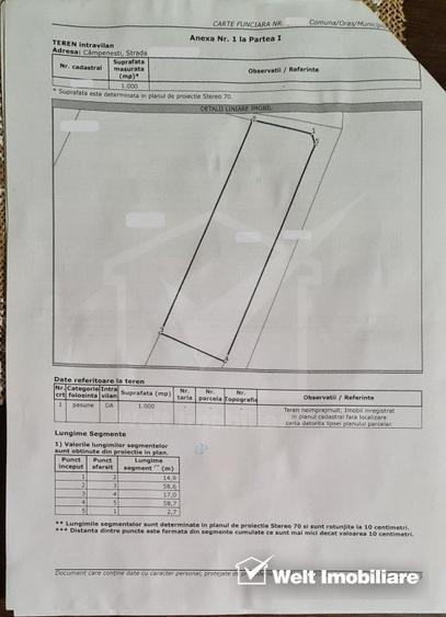 Teren 1000 mp, Campenesti, panorama frumoasa, expunere S, utilitati