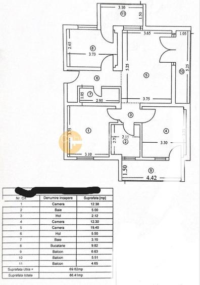 Apartament 3 camere – Copou – 70 mp utili – 2 locuri de parcare - 8