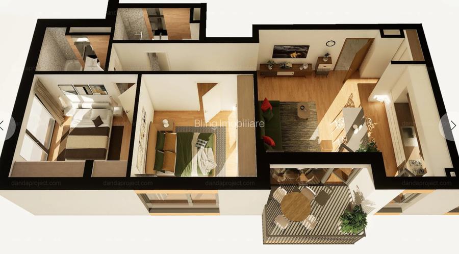 Apartament cu 3 camere, 72mp utili, bloc nou, Intre Lacuri - 2