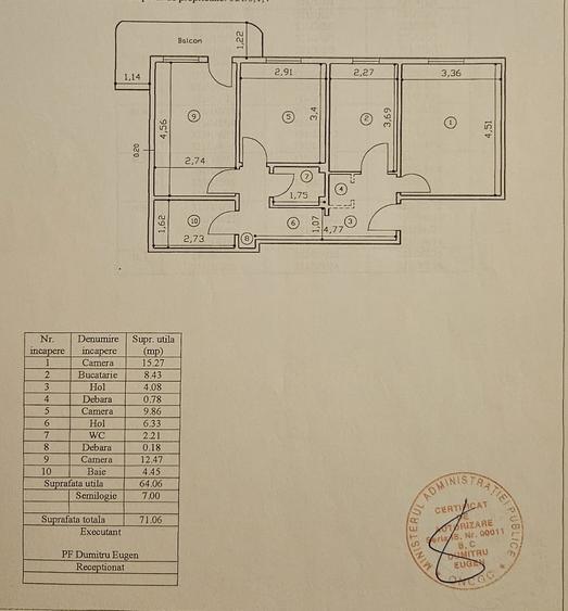 3 camere D- etaj 1- Pacurari-esplanada Mimoza- 140000 euro