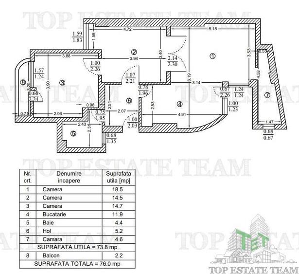 Apartament 3 camere de vanzare, zona Armeneasca