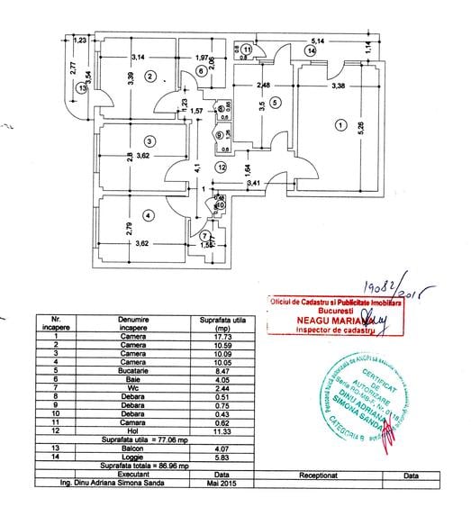 13 Septembrie – Margeanului, apartament decomandat, etaj intermediar