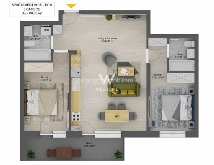 Apartament 3 camere,2bai, LA CHEIE,Sibiu - 1