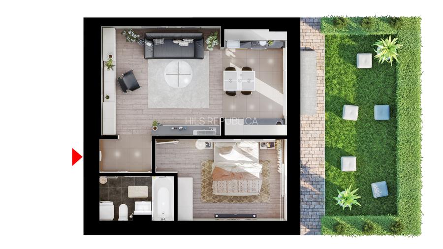 Studio Dublu cu gradina | tip 2A | HILS Republica - 4