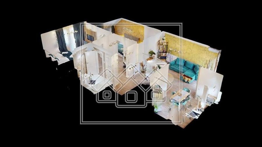 Apartament 3 camere, 2 bai, 2 terase, mobilat si utilat confort lux