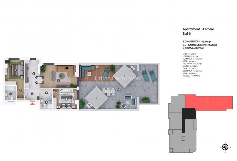 Apartament Tip Penthouse, Cotroceni, Midtown Residence - 5