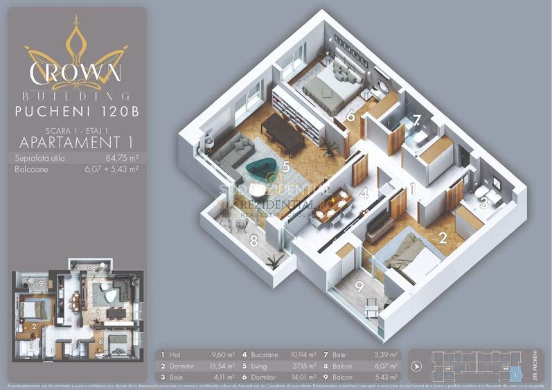 Apartament cu 3 camere decomandate, 2 balcoane, 96 mp, Comision 0% - 1
