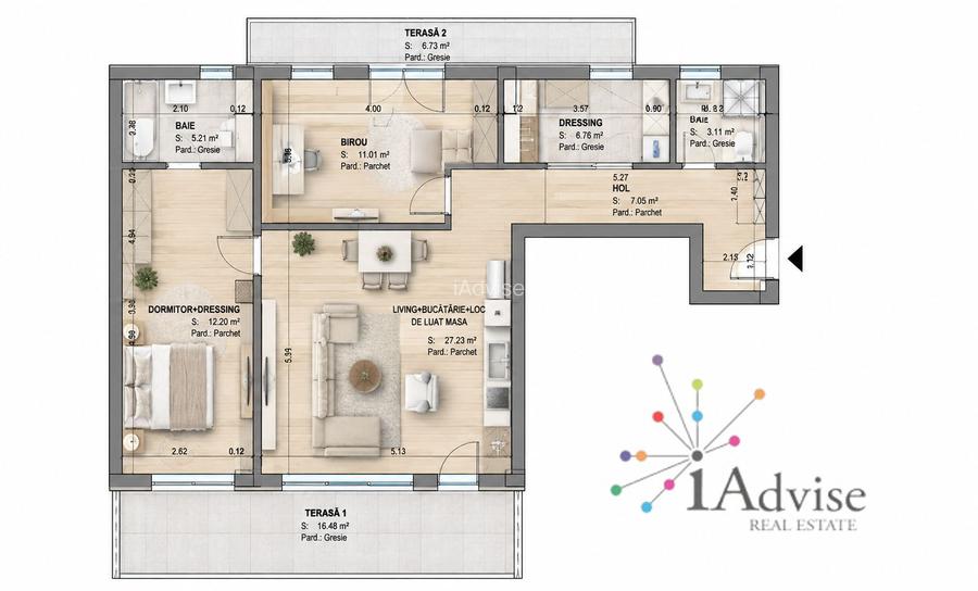 APARTAMENT 3 CAMERE | NOUA –84 mp | 2 Terase | Comision 0% - 5