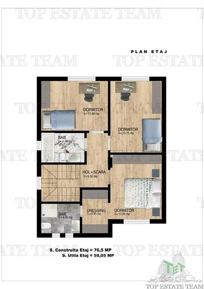 Vila moderna individuala cu 4 camere , 3 bai , Living open space, terasa,incalzi