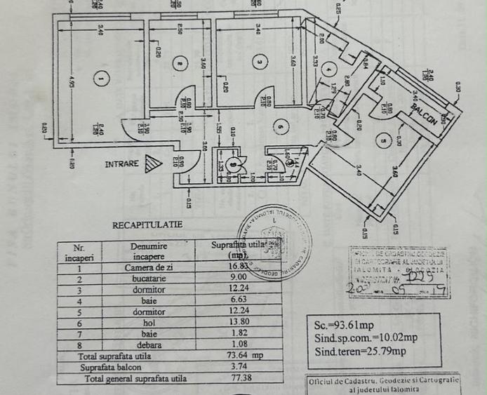 Apartament 3 camere, Fetești , jud Ialomița , 77mp , decomandat, etaj 1