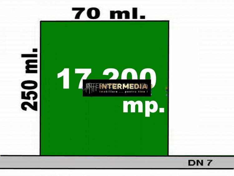 OKAZIE ! Teren 17200 mp. deschidere 72 ml la DN 7 Vintu de Jos langa Lutsch 2000 - 2