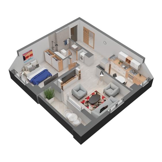 Bloc nou intabulat: 2 camere decomandat cu parcare, Alexandru-Dacia,cod:14276