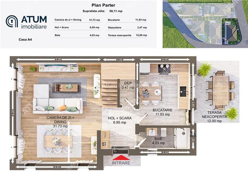 Casa individuala la cheie 4 camere decomandate si 340 mp teren