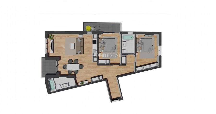 Apartament 3 camere, 72 mp, 2 băi, balcon, zona VIVO - 5