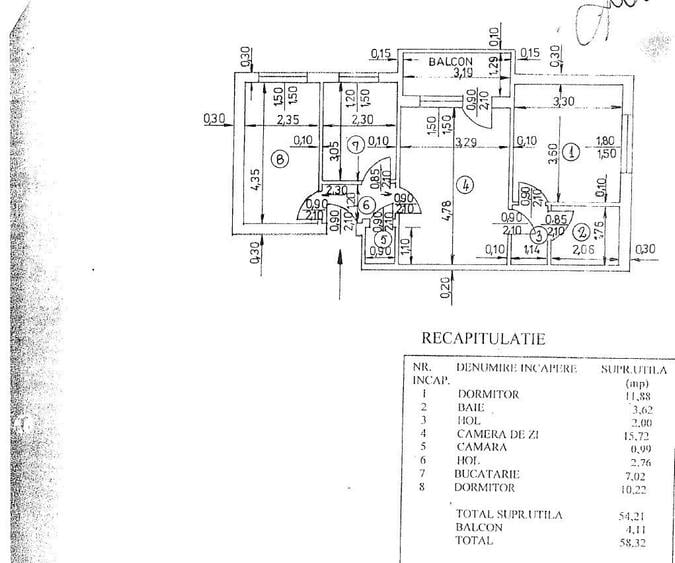 Apartament 3 camere 58,32 mp Aleea Muncii, Motru, jud.Gorj