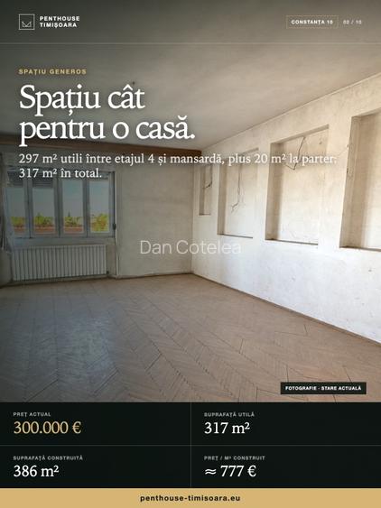 Penthouse 317 mp utili total | Etaj 4 + mansardă | Central, Timișoara - 2