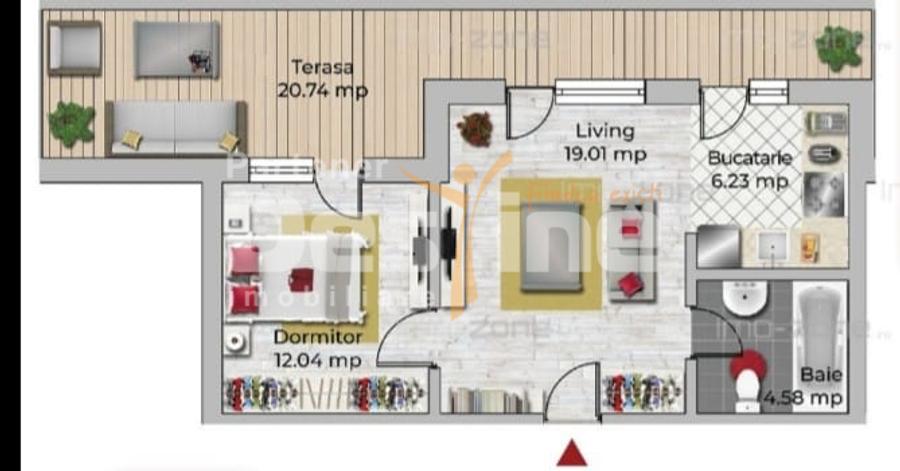 Apartament 2 camere | 42mp + 21mp terasa
