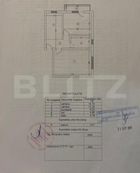 Apartament 2 Camere si Mansarda , Hlincea , 53mp