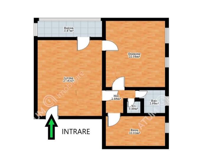 Apartament 2 camere decomandate birou balcon loc parcare Sibiu